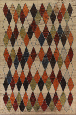 Tribal Geometric Moroccan Large Area Rug 10x14 Wool Hand-knotted Living Room Rug