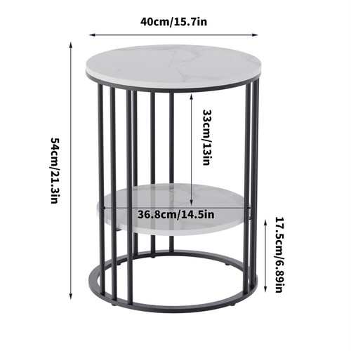 FATIVO Marble Side End Table Round Coffee Table Raised Black Legs Furniture Deco - Picture 8 of 14