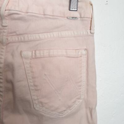 Mother Looker Ankle Step Fray Denim Jeans Pink Lemonade
