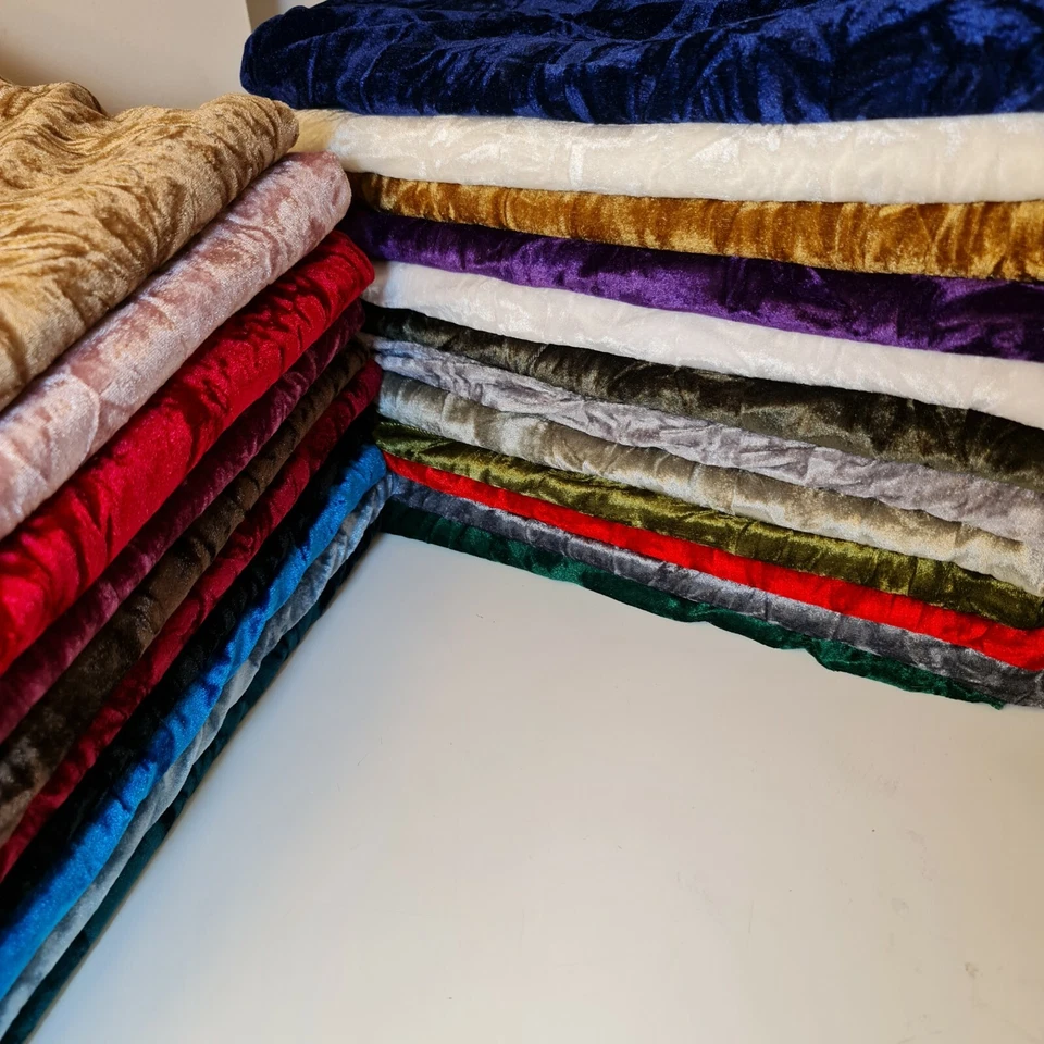 Premium Crushed Velvet Fabric Craft Stretch Velour Dress Craft Material 150cm - Image 2 of 2