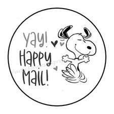30 YAY HAPPY MAIL ENVELOPE SEALS LABELS STICKERS PARTY FAVORS 1.5" ROUND