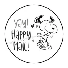 30 YAY HAPPY MAIL ENVELOPE SEALS LABELS STICKERS PARTY FAVORS 1.5" ROUND