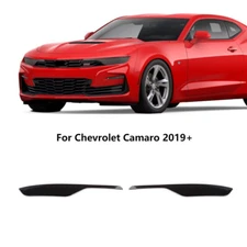 Front Headlight Lamp Cover Trim Bezels For Chevrolet Camaro 2019+ Smoked Black