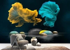 3D Modern Guppy Pebbles Self-adhesive Removeable Wallpaper Wall Mural