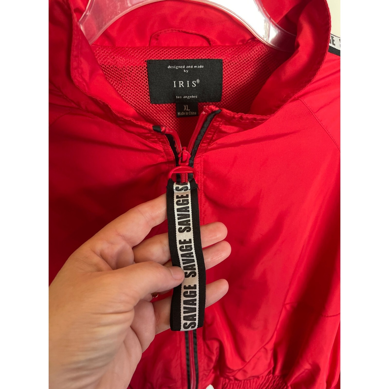 Iris Red Cropped Full Zip Bomber Windbreaker Size… - image 3