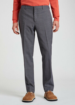$248 Paul Smith Men's Slim Fit Grey Three Colour Micro Check Wool Pants 38W 