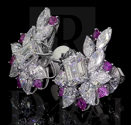 Elegant 14k RG Lab-Grown Diamond Earrings, 5.76 CTW, Emerald, Marquise & Pear - Picture 2 of 4