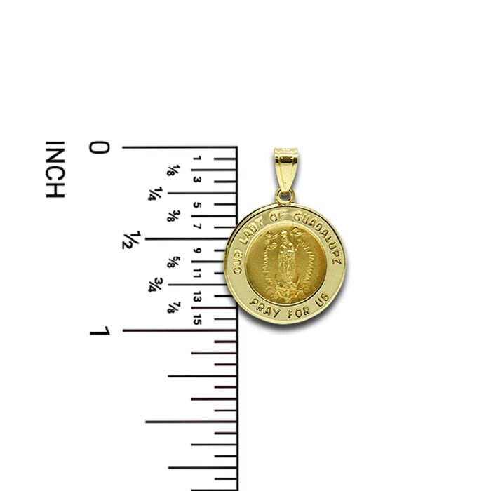 14k Yellow Gold Polished & Satin Our Lady of Guadalupe Medal Pendant 18 ...