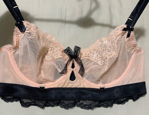 M&S BOUTIQUE LARISSA DOUBLE LACE UNDERWIRED BUSTIER BALCONY BRA In PEACH Sz 28B - Picture 8 of 11