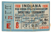 1936 Indiana HS State Finals Basketball Ticket Frankfort Over Fort Wayne Central