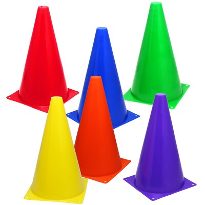 6 Mixed-Color 9'' Cones Training Track Field Soccer Football Agility Traffic 