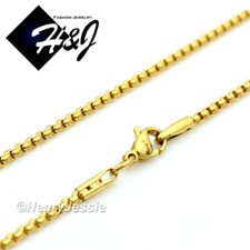 16"18"20"24"30"MEN WOMEN Stainless Steel 1.5mm Gold Plated Box Chain Necklace