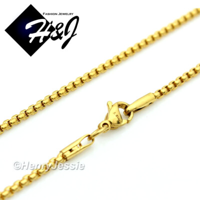 16"18"20"24"30"MEN WOMEN Stainless Steel 1.5mm Gold Plated Box Chain ...
