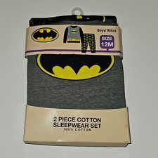 NEW Batman 2-Piece Cotton Pajama Sleepwear Set Baby 12 Months Top Pants DC Hero