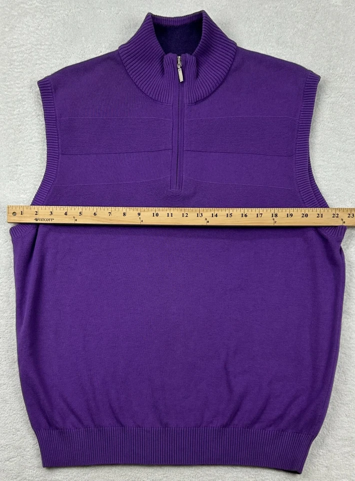 Johnston & Murphy Hombres L Púrpura 1/4 Cremallera Algodón Pima Golf Suéter Chaleco Grandpacore Foto 4 de 4