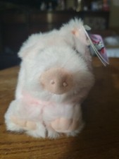 Vintage Puffkins Swibco Percy The Pink Pig Piggy Mini Ball Plush Stuffed Animal