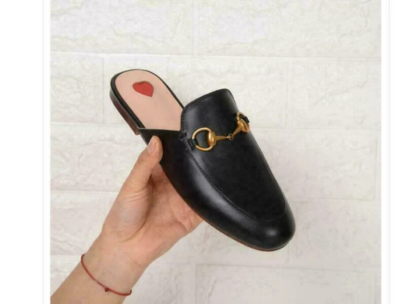   Zapatillas de cuero para mujer con bordado Mules Princetown Horsebit Mules Zapatos  Foto 3 de 4