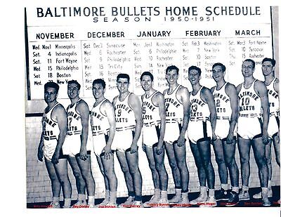 1950 1951 BALTIMORE BULLETS 8X10 TEAM PHOTO  NBA  BASKETBALL MARYLAND WASHINGTON