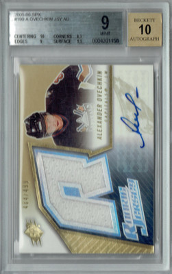 BGS 9 Alexander Ovechkin 2005 SPx #190 Auto/Jersey Rookie Card