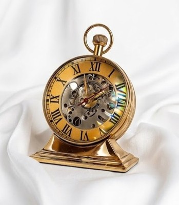 Handmade Brass Skeleton Table Clock - Vintage Victorian Style Desk Watch - Spher