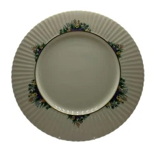 Lenox Rutledge Dinner Plate 10-7/8” Ribbed Edge Floral Enamel Gold Trim USA