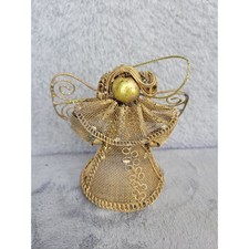 Gold Wire Mesh Angel Christmas Ornament Holiday Decor Festive Angel Figurine 4"