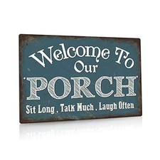 Welcome to Our Porch Sign, Aluminum Metal Wall Sign for Welcome to Our Porch 1
