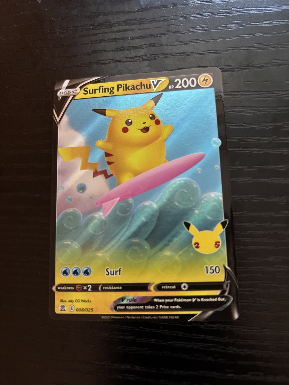 #1 Surfing Pikachu V 8/25 Celebrations Ultra Rare Pokemon TCG Holofoil *CZ