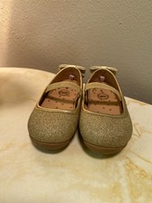 New Wonder Nation SZ 4 Toddler Girls Glitter Gold Slip On Shoes Ballet Flats