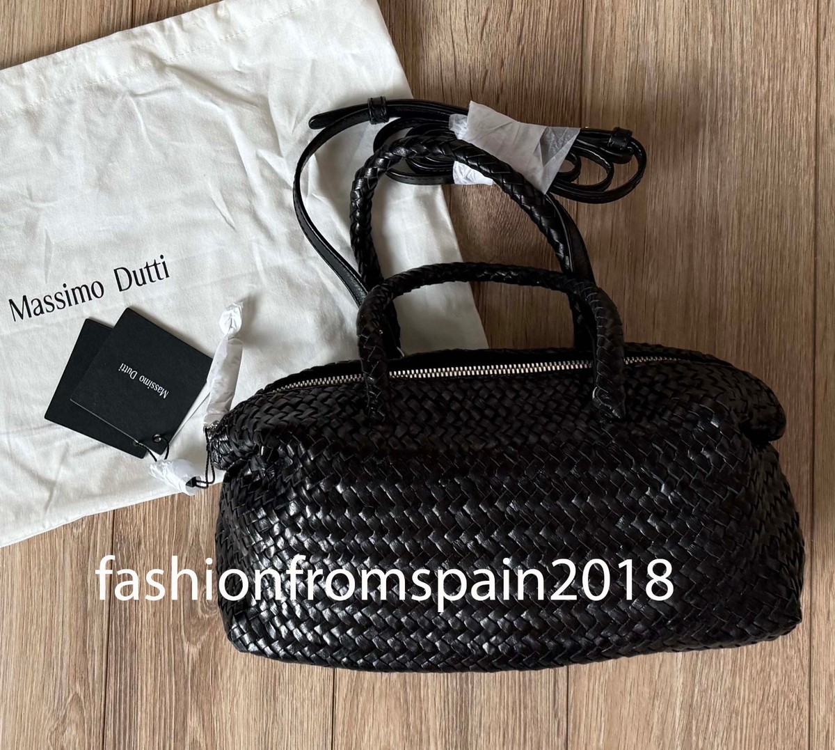 MASSIMO DUTTI NEW WOMAN Small woven nappa leather satchel bag