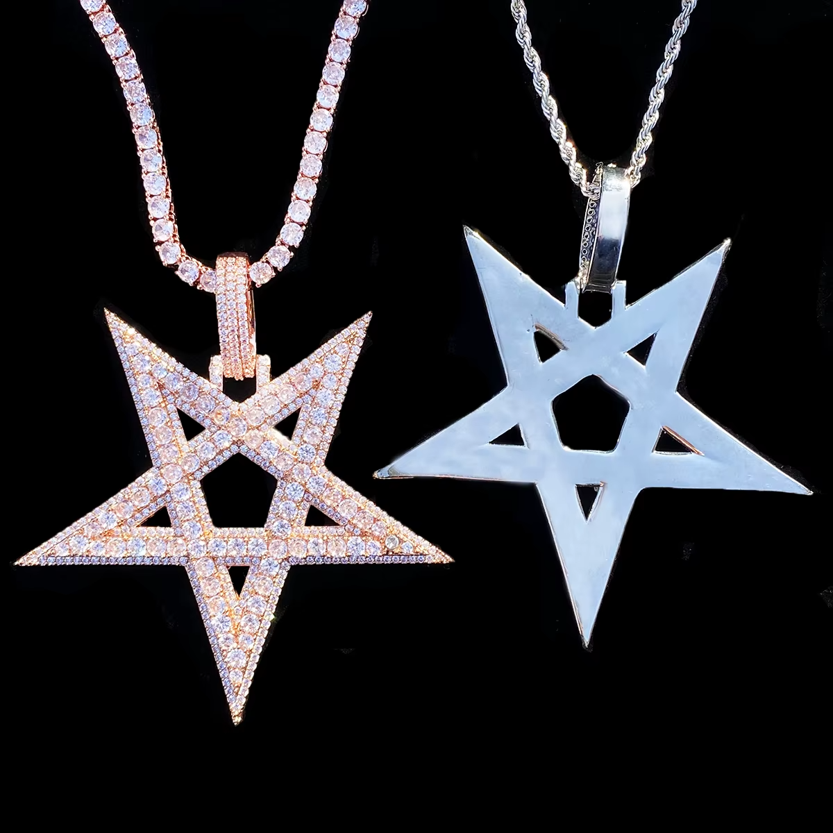 Upside Down Star Iced Out Chain Hip Hop Destroy Lonely Playboi 