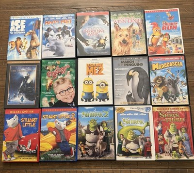 Kids Family DVD Lot 16 Movies Shrek Ice Age Madagascar Despicable Me Elementary
