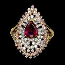 925 Sterling Silver Ring Pear Ruby 8x6mm Natural Gemstone Jewelry Size 8