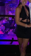 Black Mini Dress Cut Out Halter Tie Sleeveless Bodycon Party Cocktail