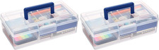 Plastic Carry Storage Box with Removable Dividers, Clear Art Craft Supply Storag