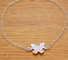 925 Sterling Silver Lovely Butterfly White CZ Bracelet 18.0 cm Long Great Style