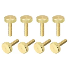 uxcell Knurled Thumb Screws, M4x16mm Flat Brass Bolts Grip M4x16mm, Gold 