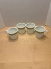 Lot 4 Vintage Pyrex #1410 Crazy Daisy Mugs Green Floral Milk Glass CoffeeCups