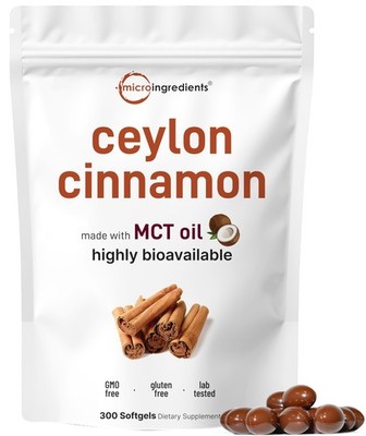 300 Softgels Ceylon Cinnamon with MCT Oil   Extra Strength Sugar Support