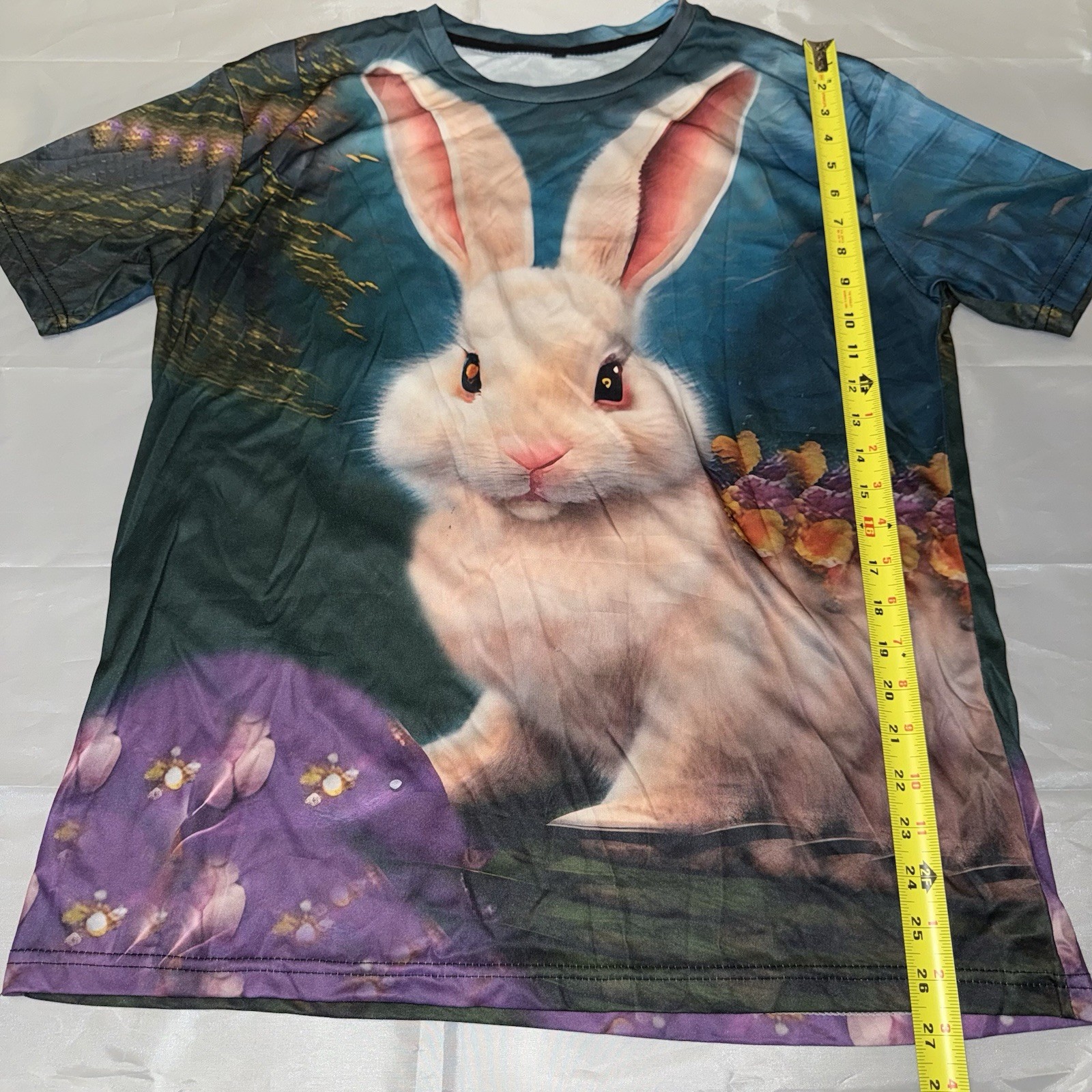 White Rabbit Surreal All Over Print Graphic T-Shirt Blue Purple 2XL image 4