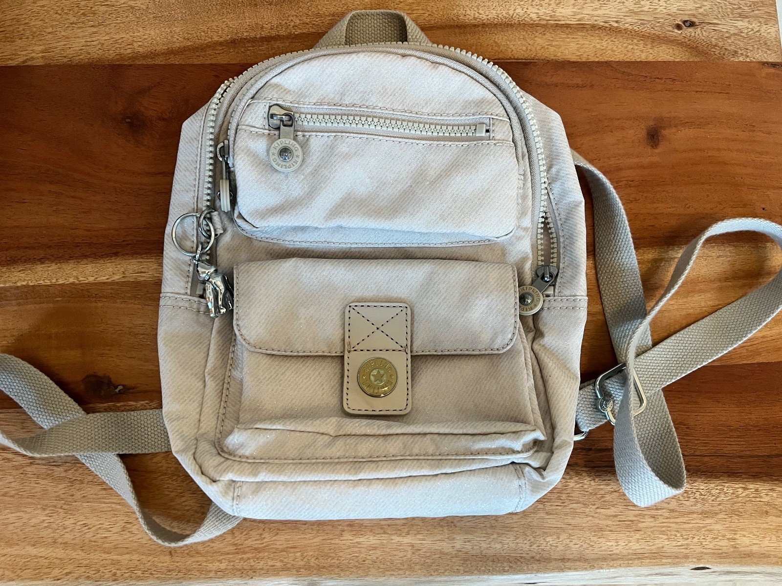 Kipling City Pack Mini Backpack Sparkled Beige Me… - image 1