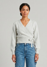 Faux Side Wrap Sweater Balletcore Light Grey Size XS Soft Girl