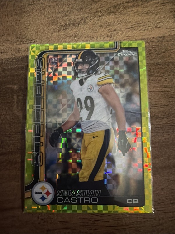 2025 Topps Chrome Sebastian Castro RC Lime Green X-Fractor Rookie #370 Steelers