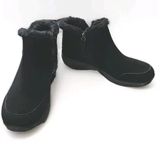 Easy Spirit Veer Ankle Bootie Womens sz 9W Black Microsuede Comfort Minimalist