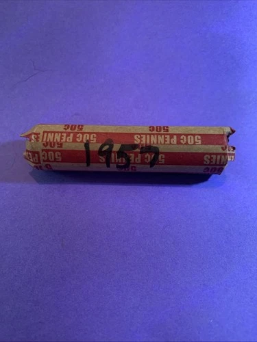 1957    Lincoln Wheat Penny Roll 50 Coins   G-VF