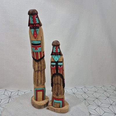 2 Vintage Hopi Shalako Mais Kachina Puppen signiert C. Tsosie Unikat