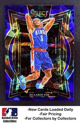 2024-25 Panini Select #3 De'Aaron Fox Blue Cracked Ice Prizm San