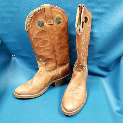 ACME Cowboy Boots Men 12D 4607 Tan Western Pull Hole Pointed Toe Made In USA Vtg ACME Mens Western Cowboy Boots Style #4607 Made In USA  main image 2