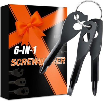 Valentines Day Gift for Him Husband Boyfriend, 6-in-1 Keychain Screwdriver Bit w