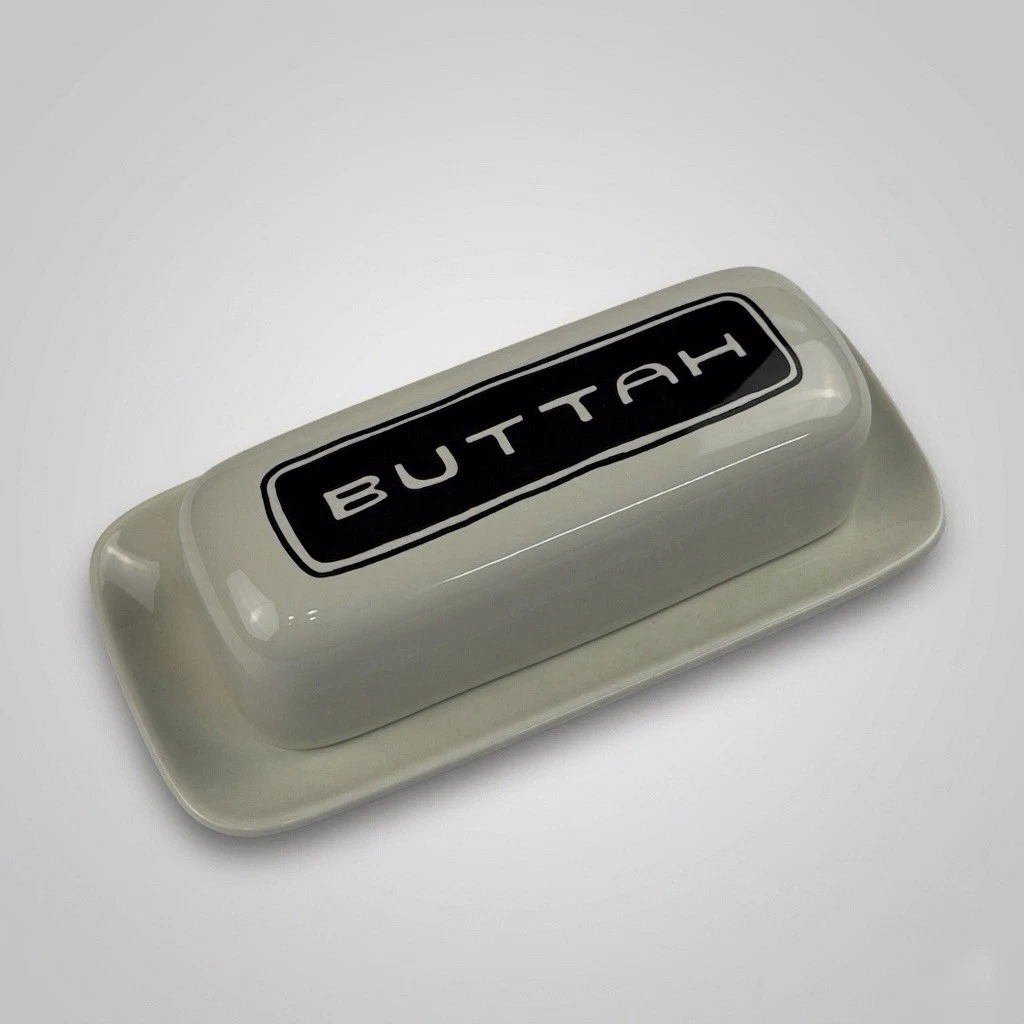 Fishs Eddy Brooklynese "BUTTAH" Butter Dish - Kristina Beam - NYC Ceramic